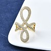 Brass Micro Pave Clear Cubic Zirconia Open Cuff Rings RJEW-F179-02G-1