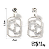 Geometric Hollow Brass Clear Cubic Zirconia Stud Earrings RV3263-2-2