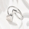 304 Stainless Steel Heart Cuff Rings for Women RJEW-A063-01D-P-5