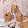 50 Bags House Shaped Paper Folding Candy Tote Boxes with Hollow Window and Rope Handles CON-BC0007-76B-4