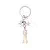12Pcs Twelve Constellations 304 Stainless Steel Charm & Faux Suede Tassel Keyachins KEYC-JKC01309-4