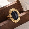 Oval Synthetic Blue Goldstone Finger Rings RJEW-M063-01G-15-1