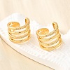 Brass Micro Pave Clear Cubic Zirconia Cuff Earrings EJEW-K309-08G-2