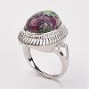 Natural Ruby in Zoisite Finger Rings RJEW-P122-19-2