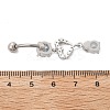 Alloy Crystal Rhinestone Dangle Curved Barbell Belly Rings LS-AJEW-R007-04P-01-5