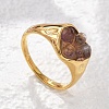 Heart Natural Amethyst Finger Rings RJEW-D303-01G-05-2