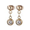 Flat Round 201 Stainless Steel Rhinestone Stud Dangle Earrings for Women EJEW-JE05920-1