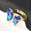 Brass Micro Pave Cubic Zirconia Finger Rings GL-CBA65A8-01G-14-3
