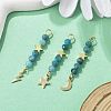 3Pcs 3 Styles Natural Apatite Faceted Round Beaded Pendants PALLOY-JF03604-05-1