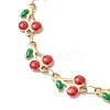 304 Stainless Steel Enamel Red Cherry Link Anklets for Women AJEW-AN00773-3