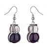 Natural Amethyst Owl Dangle Earrings EJEW-A092-08P-13-3