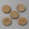 Flat Round Handmade Reed Cane/Rattan Woven Beads WOVE-CJC0001-02C-1