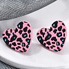 Heart Acrylic Printed Stud Earrings for Women EJEW-G418-01C-2