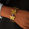Two Tone 304 Stainless Steel Cuff Bangles for Women BJEW-B165-02A-1