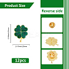 12Pcs Saint Patrick's Day Alloy Enamel Shamrock Brooch JEWB-FH0001-64B-2