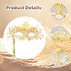 Plastic Rhinestone Masquerade Masks with Alloy Holding Stick AJEW-WH0270-891B-4