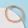 Brass Round Beaded Stretch Bracelets for Men Women BJEW-B148-05D-RG-2