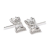 Brass with Clear Cubic Zirconia Stud Earring Findings KK-G491-56P-2