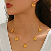 Brass Flower Pendant Necklace & Stud Earrings Set for Women BA0764-3
