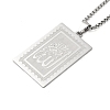 201 Stainless Steel Box Chain Rectangle with Muslim Islam Allah Pendant Necklaces NJEW-M008-04P-1