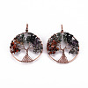 Natural Green Aventurine & Red Aventurine & Quartz Crystal Chips Big Pendants LS-G-S359-186-2