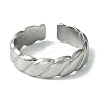 Non-Tarnish 304 Stainless Steel Grooved Open Cuff Ring LS-RJEW-L110-027P-2