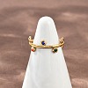 304 Stainless Steel Rhinetsone Open Cuff Rings for Women RJEW-K301-07G-01-3