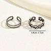 2Pcs 2 Style Brass Open Cuff Rings Set LD0059-3