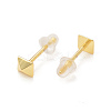 Rack Plating Brass Pyramid Stud Earrings for Women KK-B069-03G-2