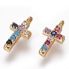 Brass Micro Pave Cubic Zirconia Tiny Cross Charms X-ZIRC-L075-48G-1