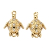 Brass Micro Pave Clear Cubic Zirconia Sea Animal Connector Charms KK-P325-03G-1