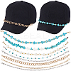 8Pcs 8 Styles Synthetic Turquoise Cross & Natural Trochid Shell & Natural Turquoise & Aluminum & 304 Stainless Steel Baseball Cap Chain HJEW-SC0002-39-1