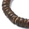 Dyed Natural Lava Rock & Coconut Rondelle Beaded Stretch Bracelet BJEW-JB09678-4