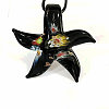 Starfish Millefiori Glass Pendant Waxed Cord Necklaces FS-WG7586D-05-1