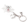 Tibetan Style Alloy Big Pendants with Iron Keychain Ring and Natural & Dyed Malaysia Jade Bead  Keychains KEYC-JKC01238-4