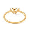 PVD Vacuum Plating 304 Stainless Steel Letter W Finger Ring for Women RJEW-C086-07-G-3