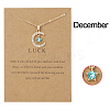 Moon & Star Alloy Rhinestone Birth Stone Pendant Necklaces WG0039E-12-1