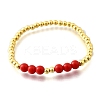 ABS Imitation Pearl Round Beads Stretch Bracelets for Women BJEW-D317-12B-G-4