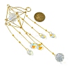 Glass Round Ball with Brass Chains Hanging Pendant Decorations HJEW-JM01298-2