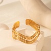 Multilayer Wave 304 Stainless Steel Cuff Bangles for Women BJEW-U032-18G-1