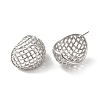 Rack Plating Brass Hollow Dome Stud Earrings for Women EJEW-Z019-18P-2