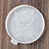 Flat Round with Owl & Flower DIY Cup Mat Silicone Molds LS-SIL-F007-06B-2