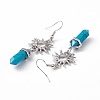 Synthetic Turquoise Bullet with Sun Dangle Earrings EJEW-I276-01P-11-4