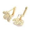 Brass Micro Pave Cubic Zirconia Hoop Earring Findings KK-S386-04G-2