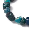 Natural Agate Nuggets Beaded Stretch Bracelets for Men Women BJEW-JB11957-01-4