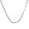 Rhodium Plated 925 Sterling Silver Pave Clear Cubic Zirconia Paperclip Chain Necklaces for Women NJEW-Q342-10P-1