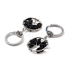 Synthetic Blue Goldstone Flat Round with Tree of Life Pendant Keychain KEYC-E023-03X-2