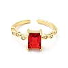 Cubic Zirconia Rectangle Open Cuff Ring RJEW-G255-01G-3