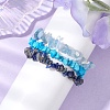 3Pcs Natural Aquamarine & Natural Lapis Lazuli & Synthetic Turquoise Chip Beaded Stretch Bracelet Sets BJEW-JB10861-2
