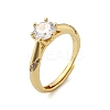 Brass Micro Pave Clear Cubic Zirconia Finger Rings for Women RJEW-U049-05G-4